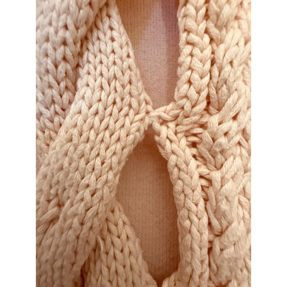 Women's VENUS Pink Cable Knit Sleeveless Crew Neck Sweater S - Picture 6 of 14